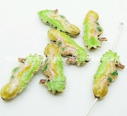 Бусина cloisonne "Морской конек" зеленая с желтым, 25х11мм