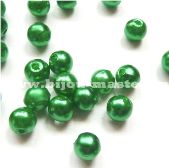 Бусины пластиковые круглые 5мм под жемчуг зеленые-10 штук